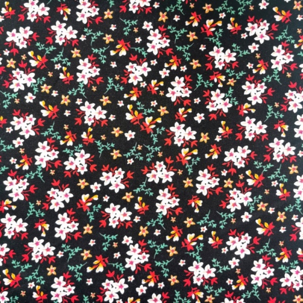 Floral Viscose Chalis - Design 2 BLACK